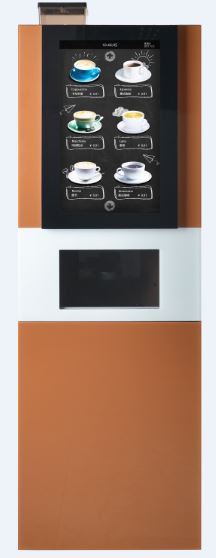 Ücretsiz ayakta Kahve Otomatı sıcak içecek otomat 22 inç dikey ekran